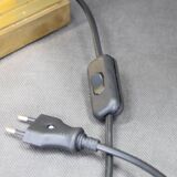 1940s Pair of Italian Restored Brass Table Lamps with Glass Shades