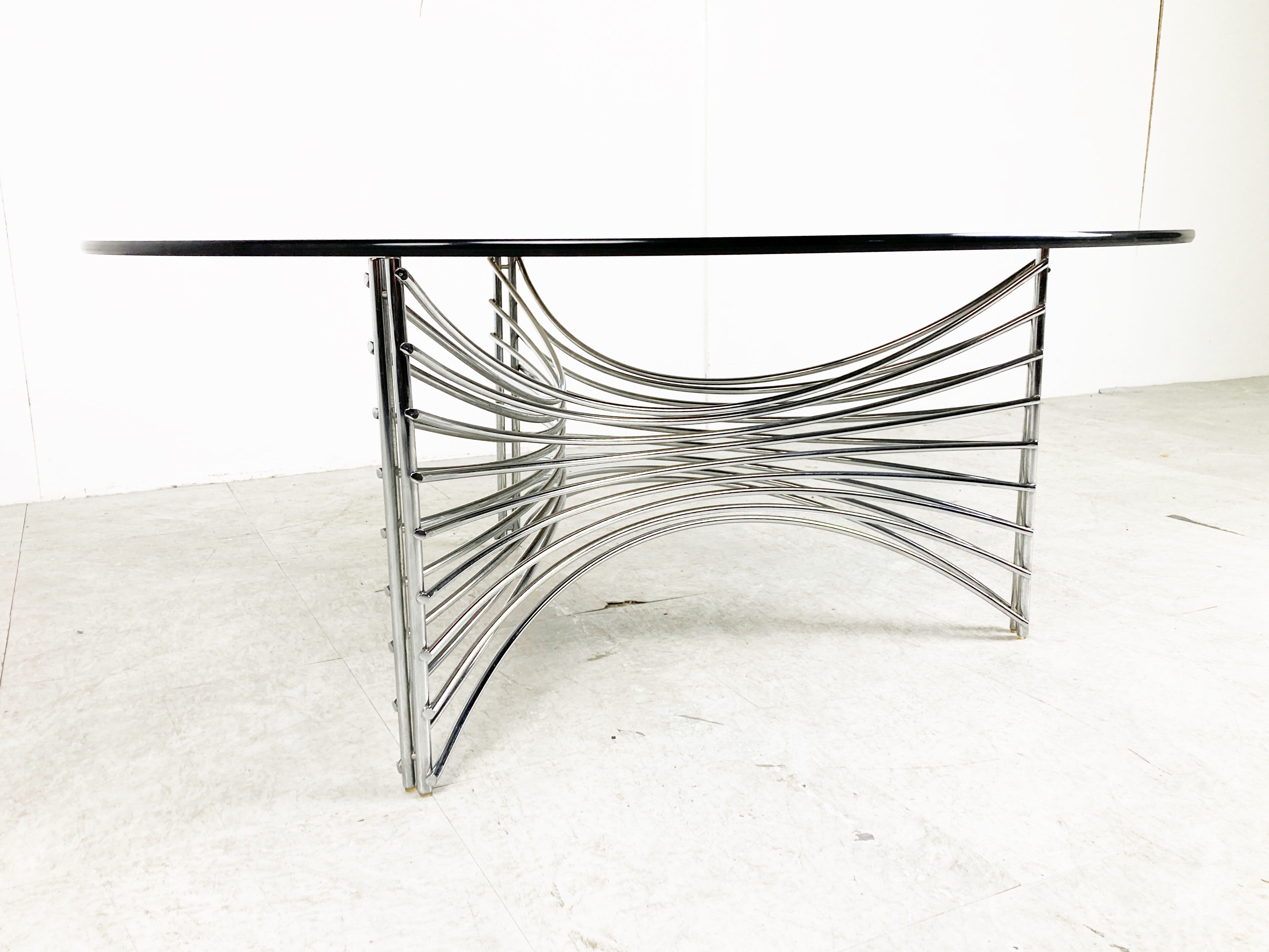 Space age chrome wire coffee table, 1970s