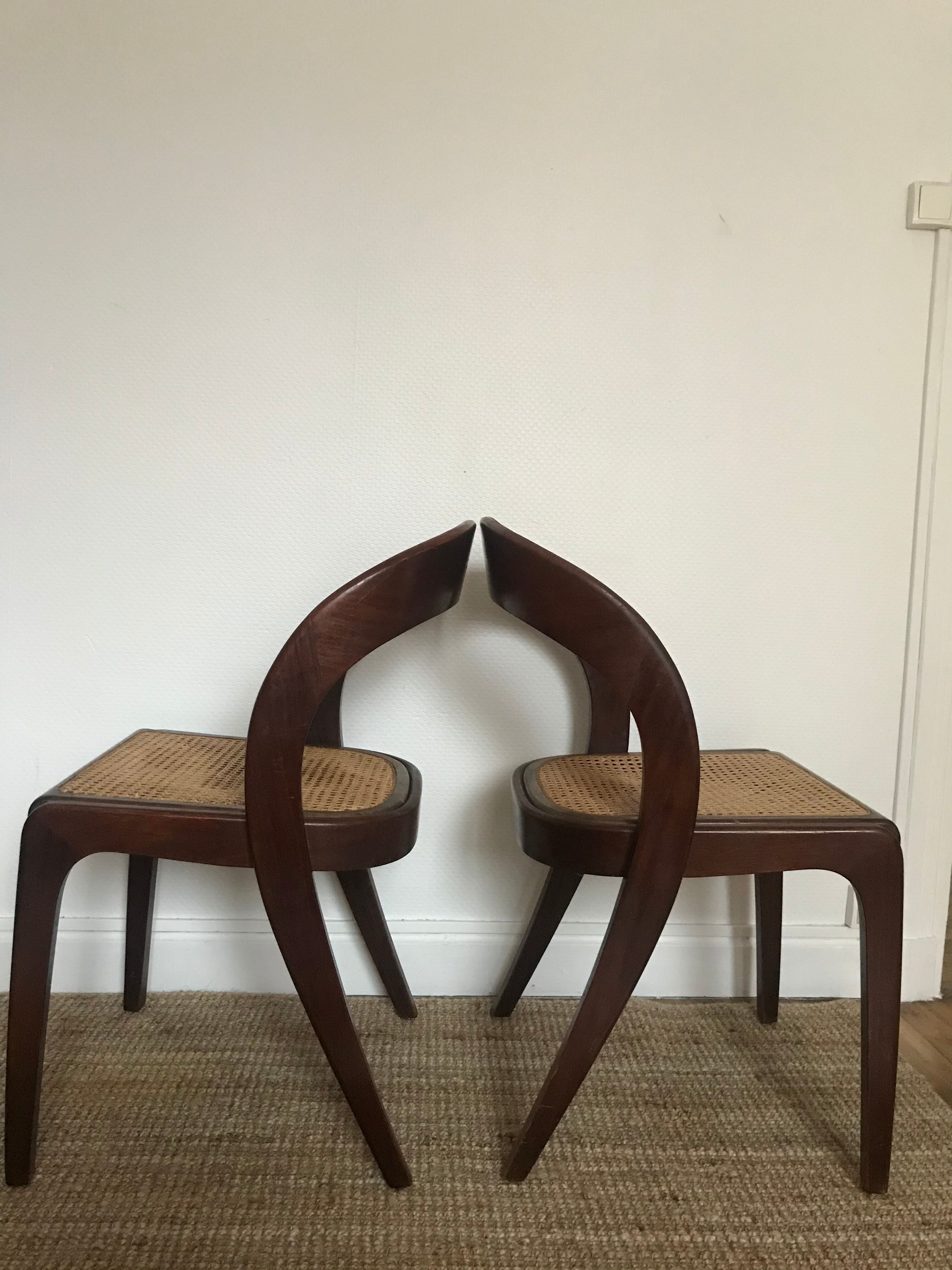 Pair of Baumann canne gondole chairs