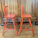 Vintage solid wood high chairs in Western style for children.