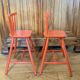 Vintage solid wood high chairs in Western style for children.