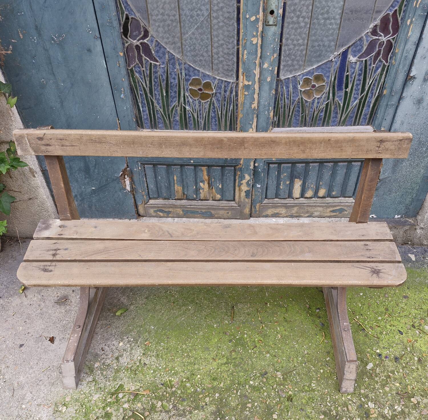 Antique wooden bench, France 19th century