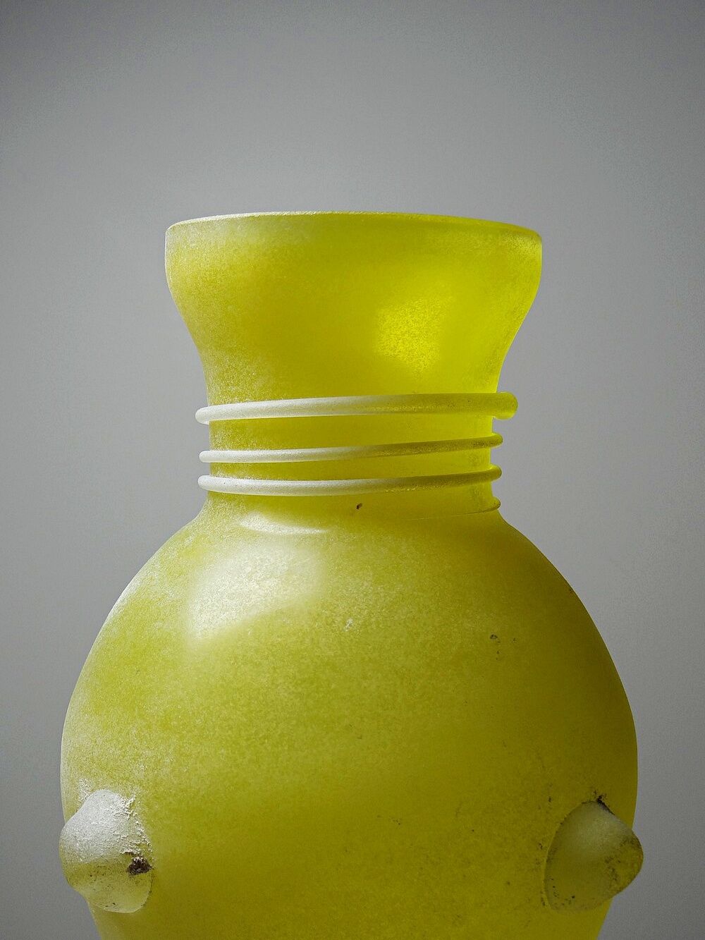 Murano baluster vase, yellow, frosted glass in Seguso style, vintage 1960.