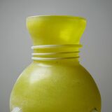 Murano baluster vase, yellow, frosted glass in Seguso style, vintage 1960.