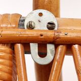 French Bamboo wall coat rack with large mirror, 1960
