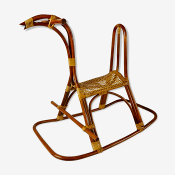 Rattan rocking horse, vintage