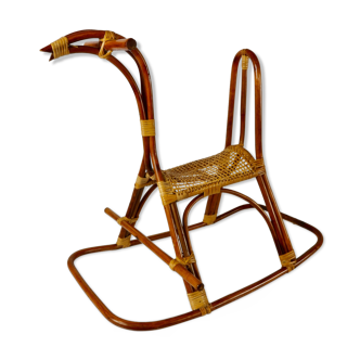 Rattan rocking horse, vintage