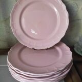 6 flat plates in pink earthenware by Salins