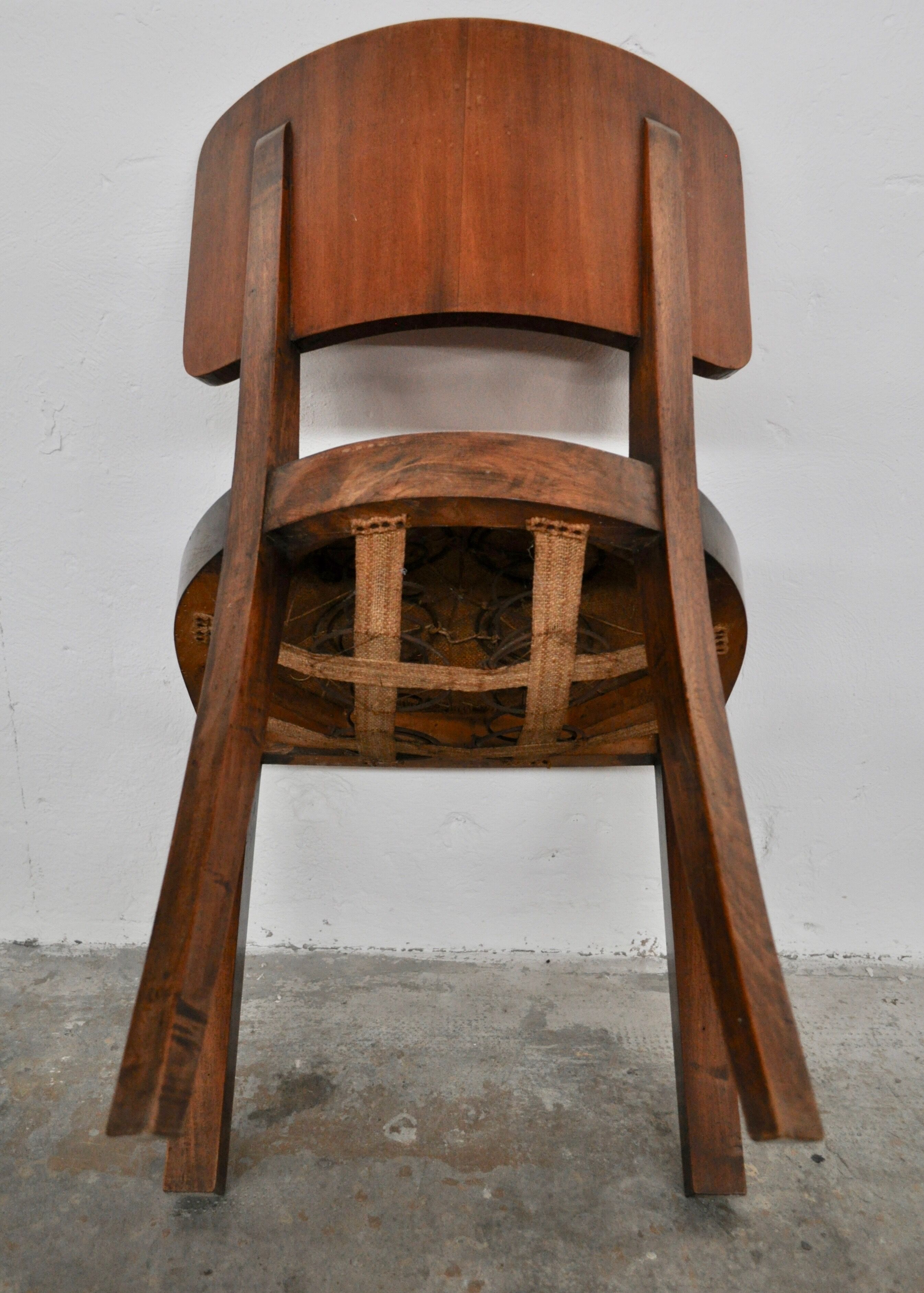 Vintage dining chairs in walnut, italy, 1930s, set of 6