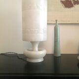 Alabaster lamp with fabric cable and vintage accessories