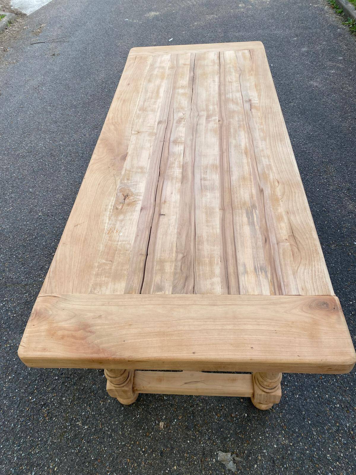Renovated extendable farmhouse dining table made of solid wood, 200cm, 1950.