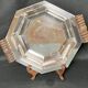 Art deco, Hexagonal cut silver metal socket wood 1930