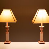 small Classic Greek Pink Marble table lamps 1980s Italy