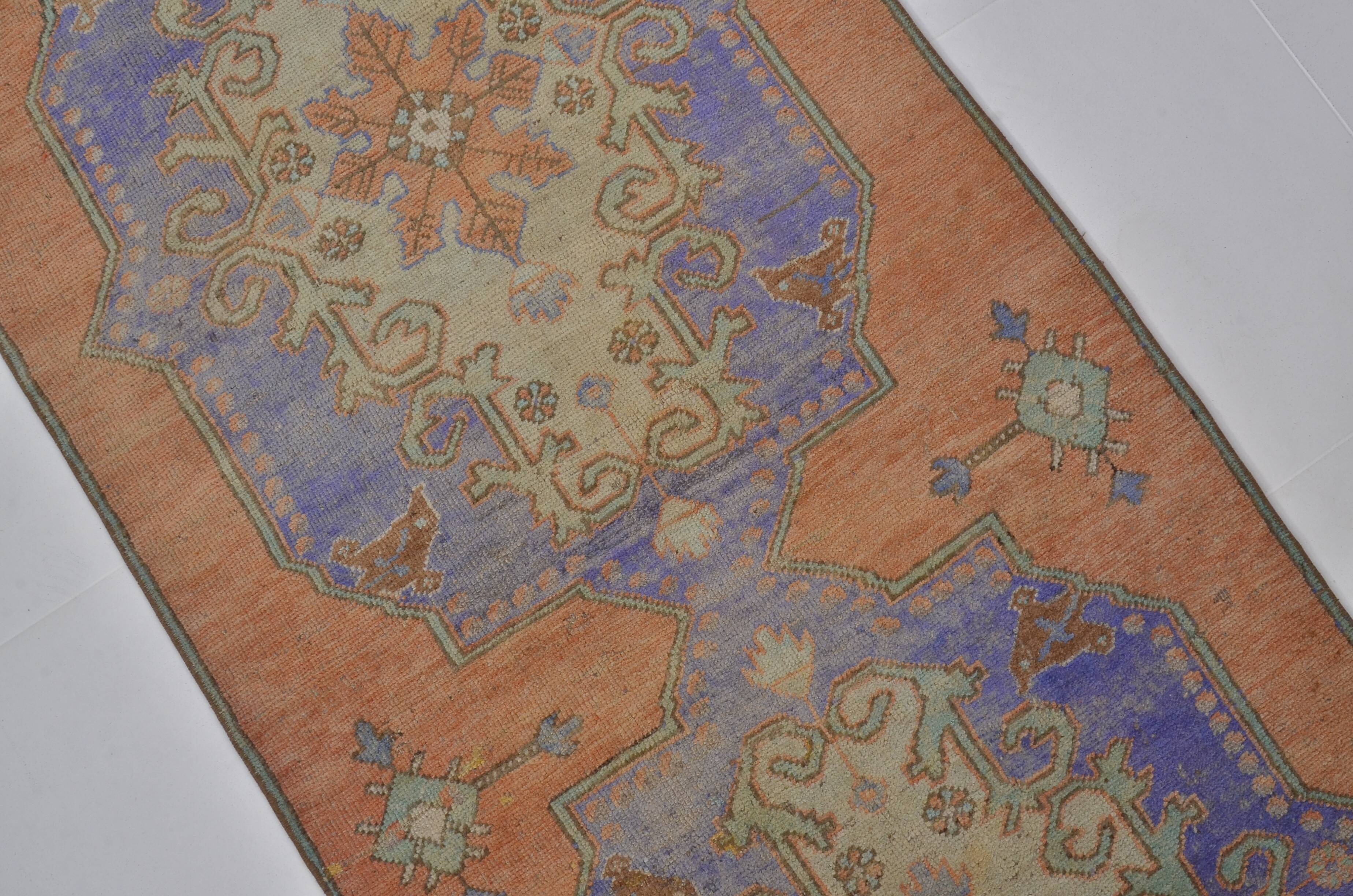 Orange & Blue Floral Rug sku 2411.
