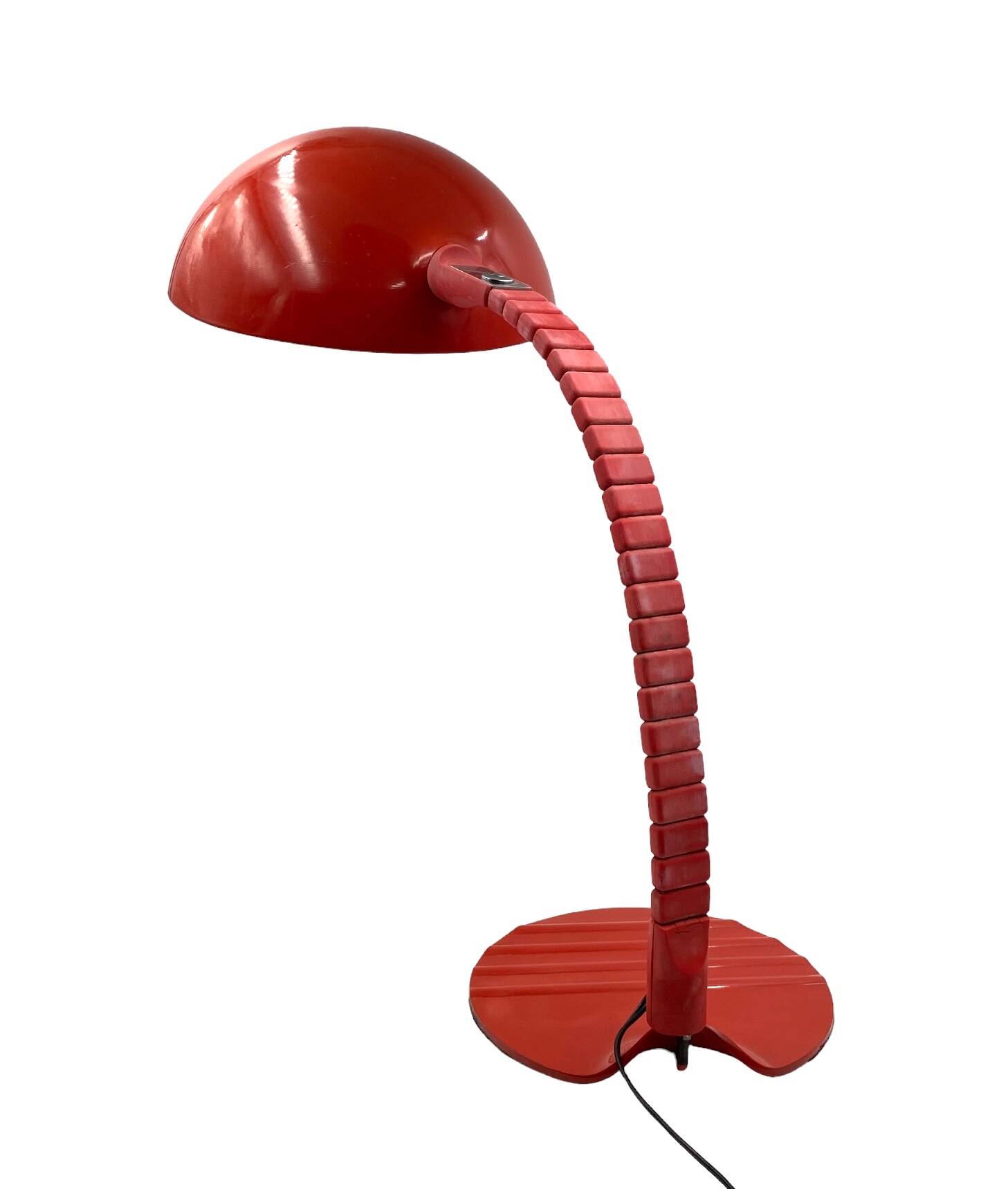 Elio Martinelli, Flex Calotta mod. 660 bright red table / desk lamp, Martinelli Luce Italy, 1972