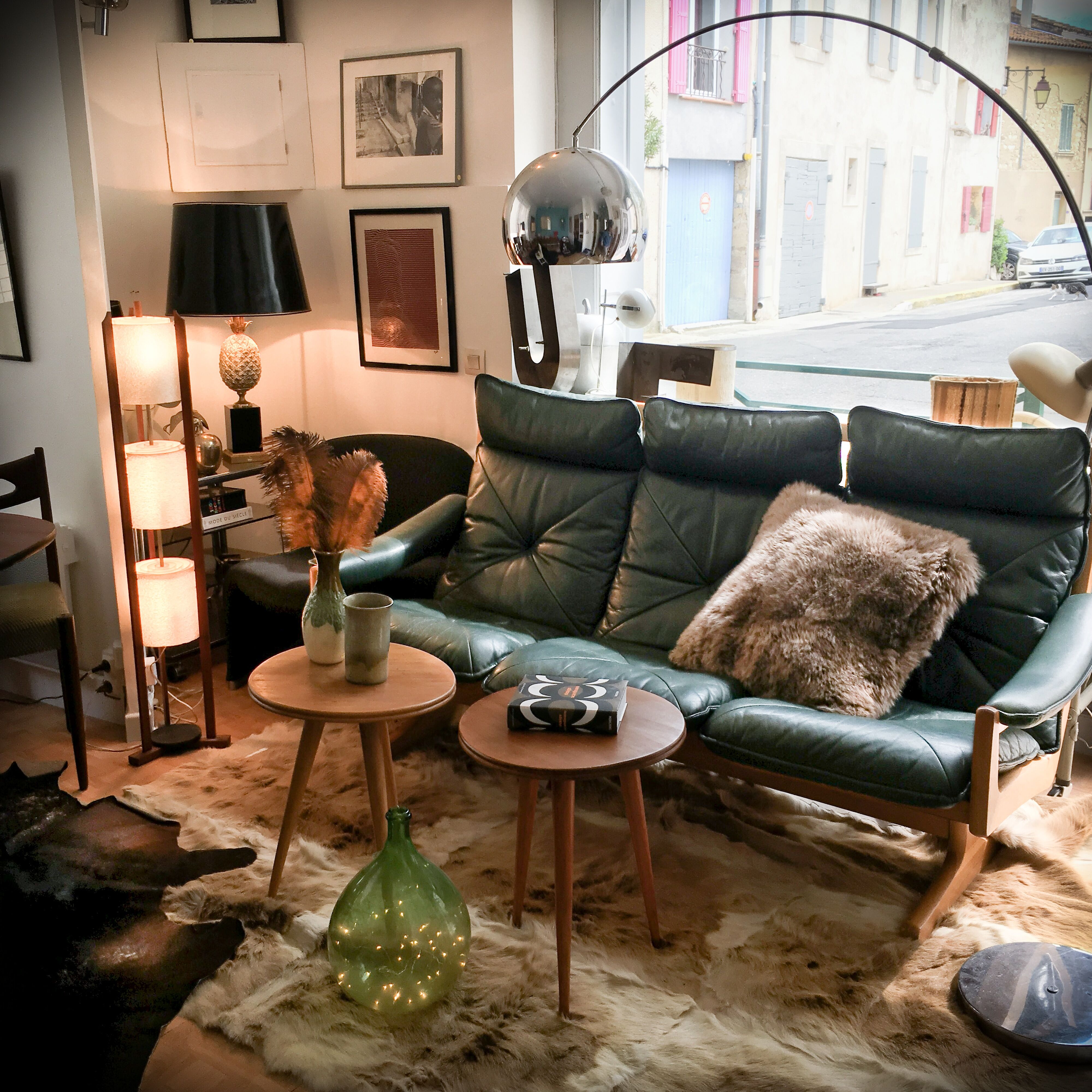 Soda Galvano 3 seater sofa in leather and ash