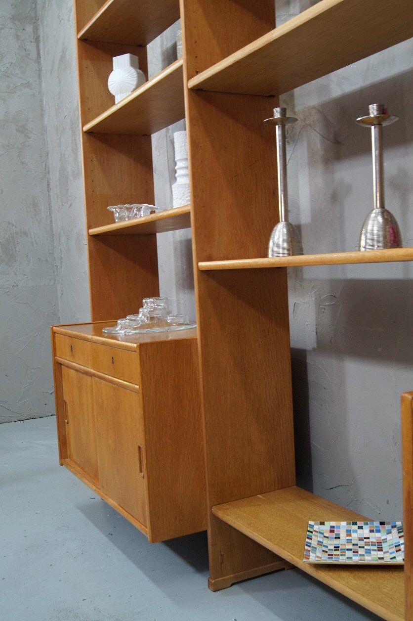 Scandinavian oak modular wall unit, 1960s