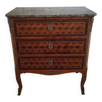 Transition style inlaid chest of drawers