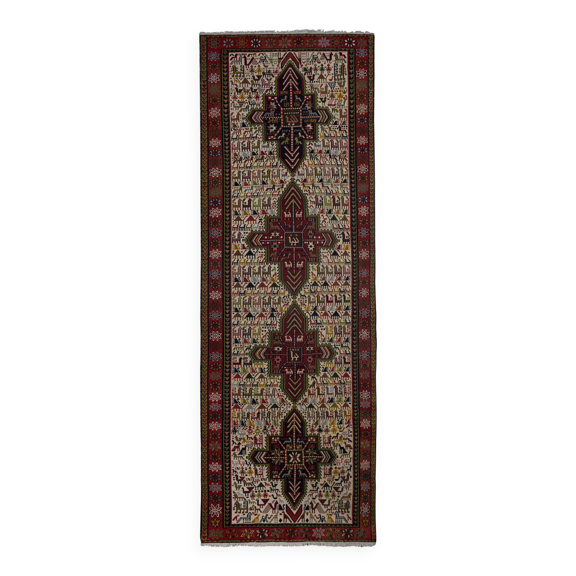 Vintage Turkish Oushak Rug Handwoven 104x285 cm