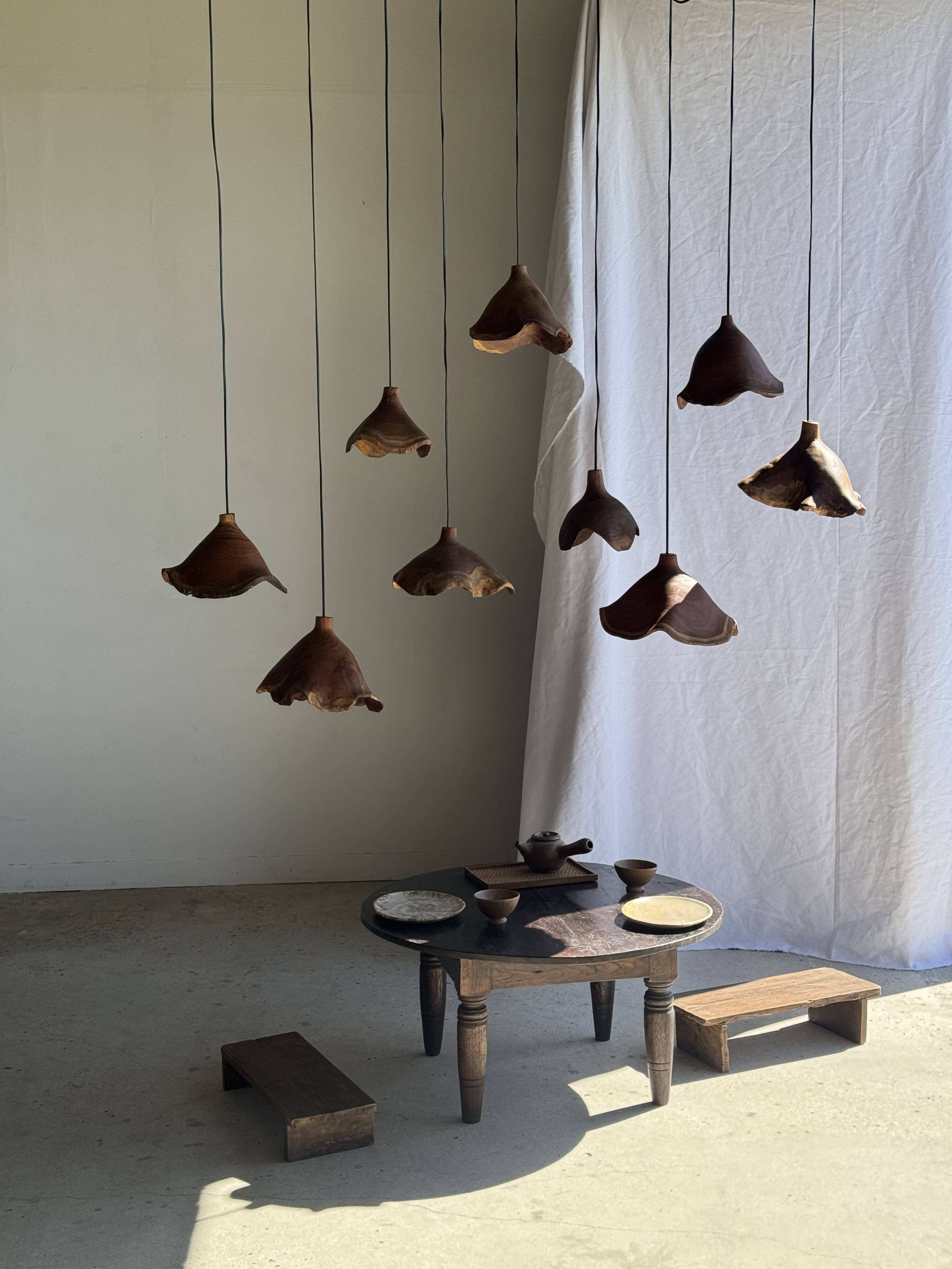 Small suspension in organic teak hat D30 H20