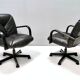 Postmodern Black Leather Office Chair by Vico Magistretti for ICF Design, 1978