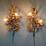 Large pair of brass wall sconces, Maison Jansen, 1960-70.