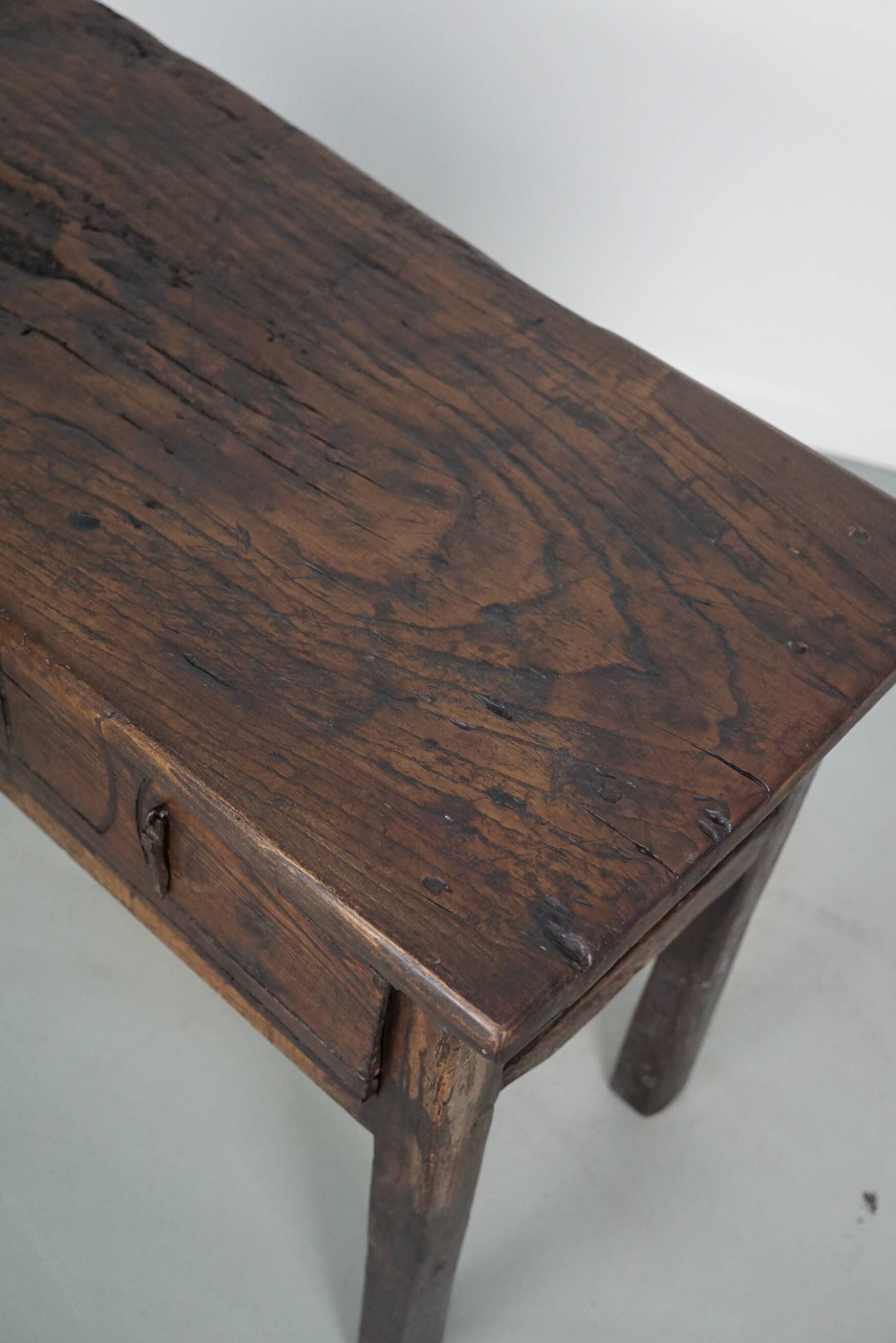 Antique Spanish Rustic Farmhouse Chestnut Side Table / Console, 18th Century