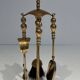 Neoclassical Brass Fire Tool Set with Arch and Ornate Balls.