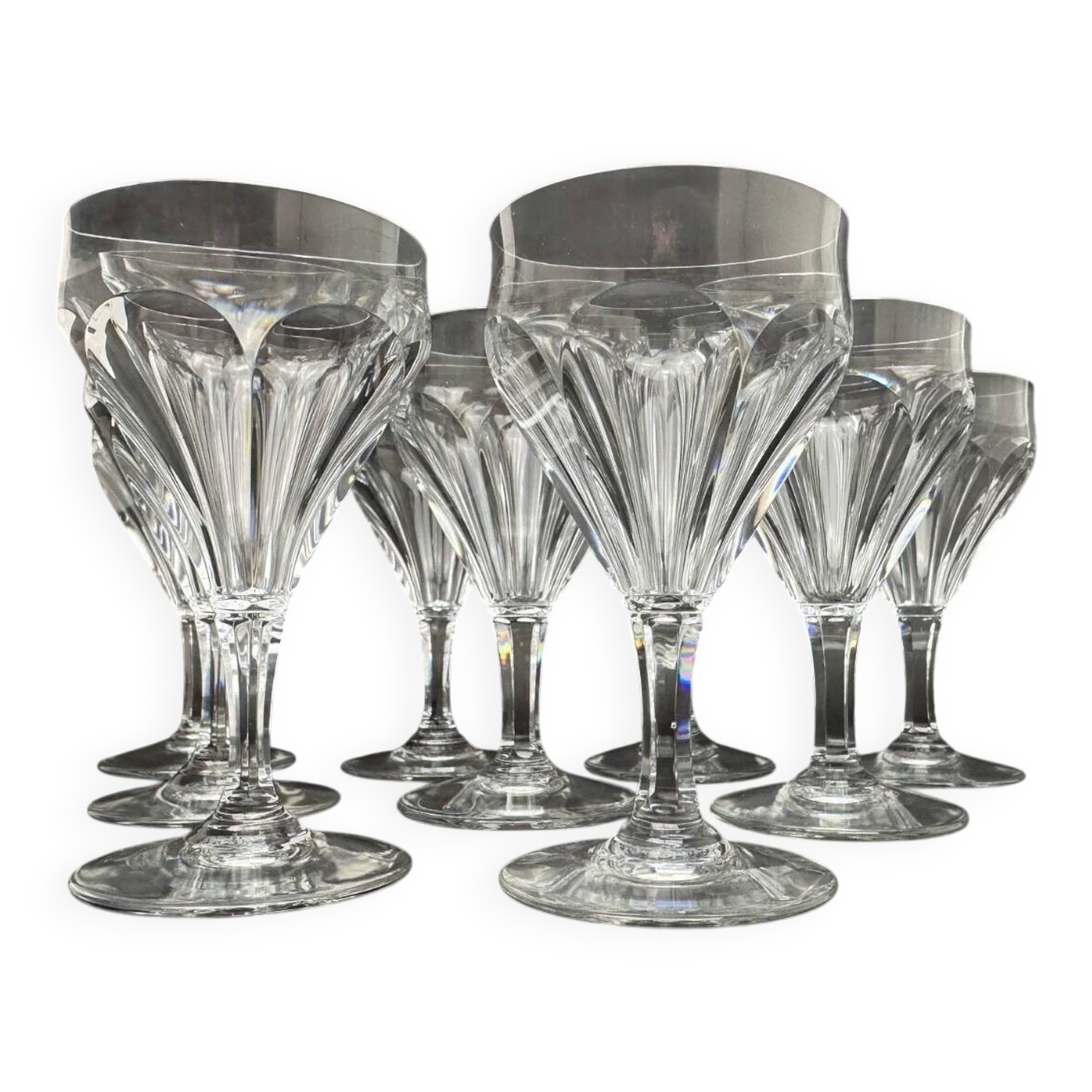 Baccarat, suite de 9 verres à porto modèle Duchesse de Dino