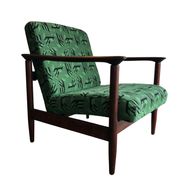 Mid century armchairs in green jacquard, by edmund homa, 1960s, set of two
