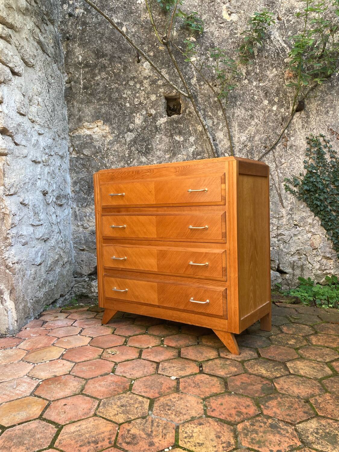 Vintage chest of drawers with compass feet