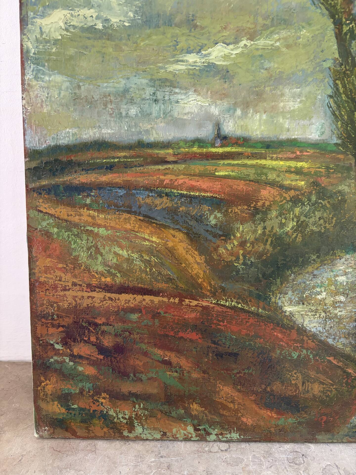 Sous un ciel d’orage, huile sur toile signée
