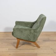 Fauteuil en chêne et tissu vert, Danemark, années 1960