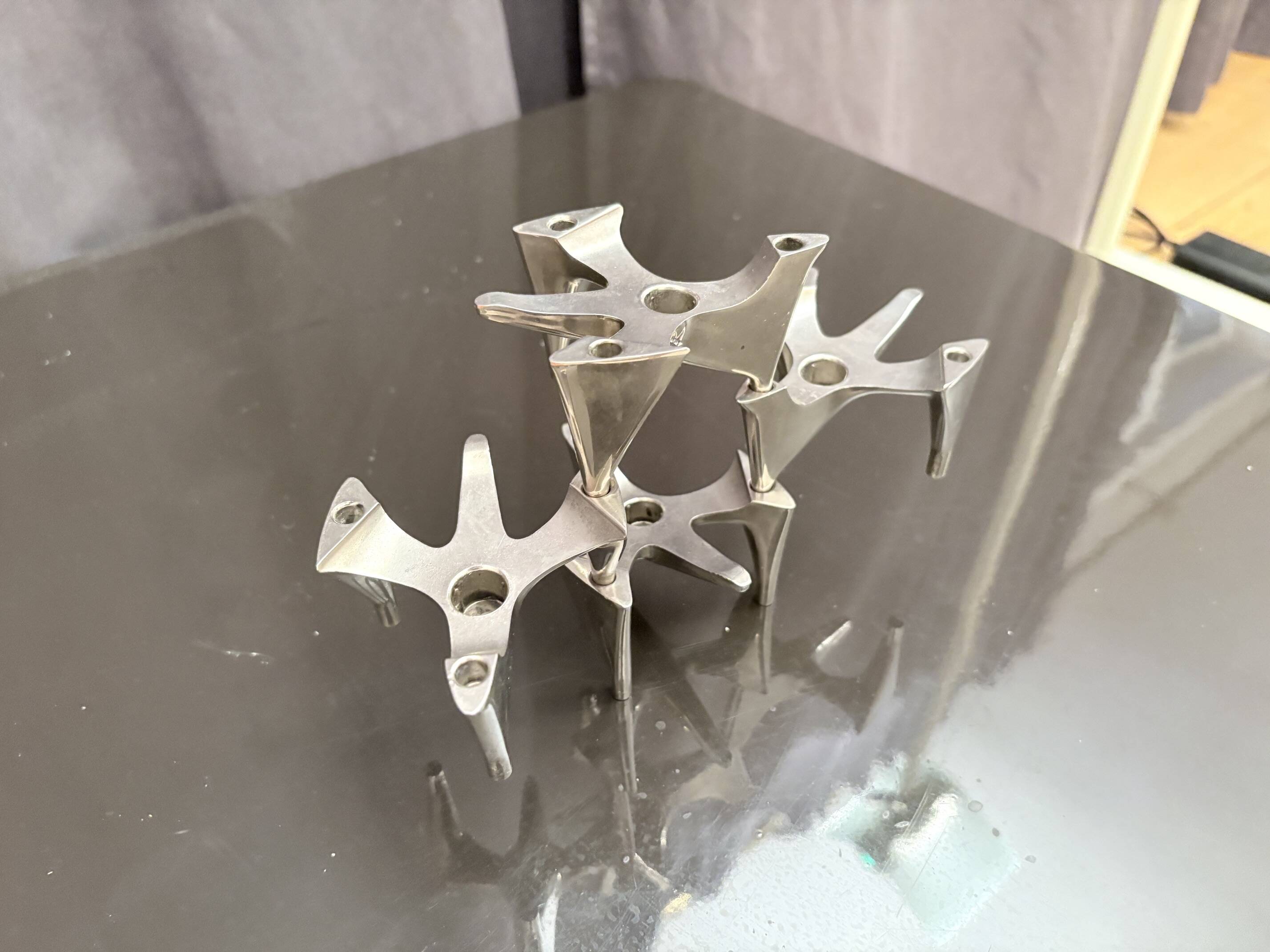 Set of four Space Age modular candlesticks, Hammonia Motard, Germany, 1970s