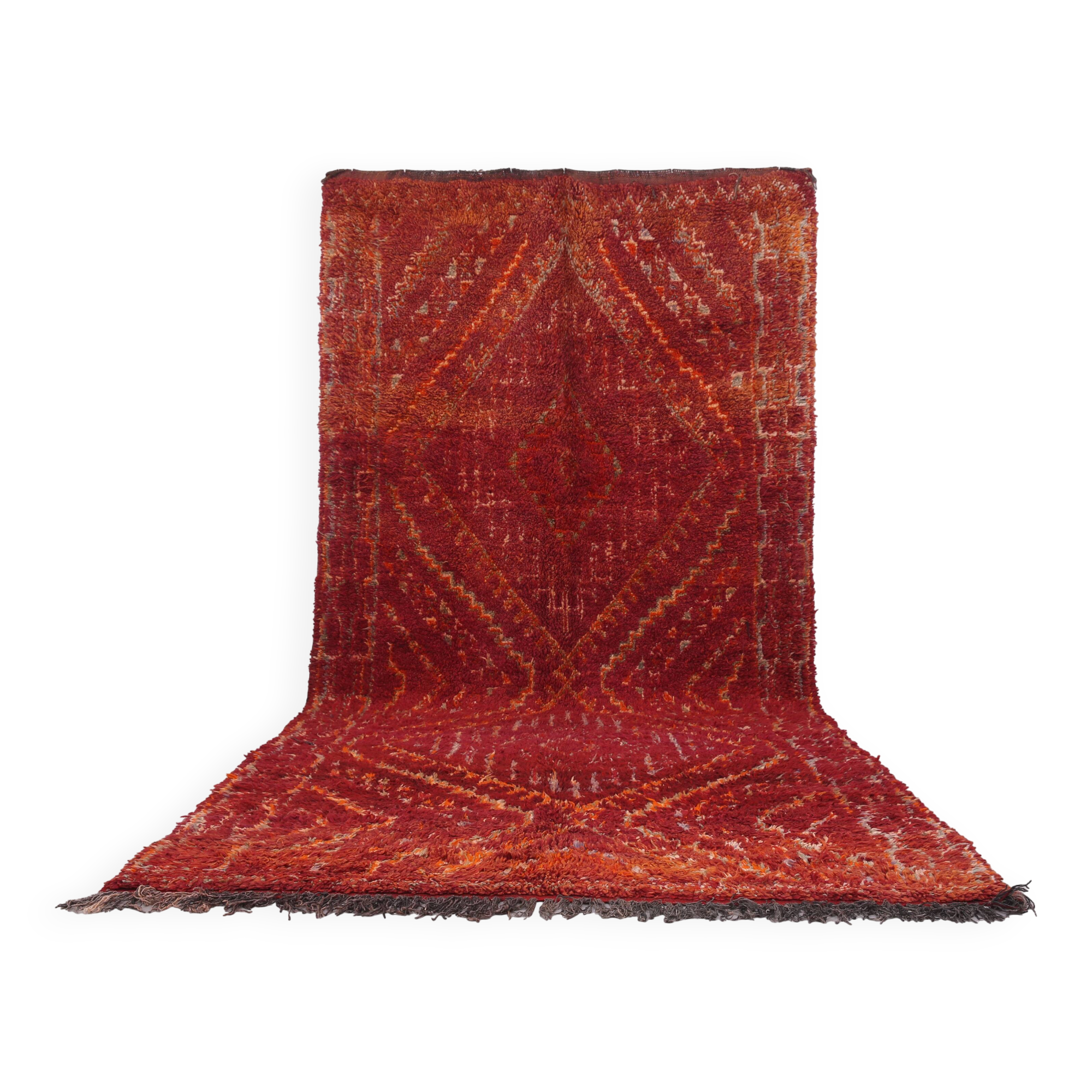 Red Vintage Moroccan Rug 193 x 400 cm - Berber Wool Rug - Handmade Rug Boho