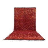 Tapis marocain vintage rouge 193 x 400 cm - Tapis en laine berbère - Tapis fait main boho