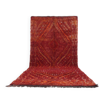 Tapis marocain vintage rouge 193 x 400 cm - Tapis en laine berbère - Tapis fait main boho