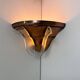 Art deco corner wall light, copper and glass, France 1930