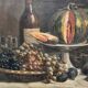 Painting by gaston ploquin (1882-1970) grapes, still life of fruits