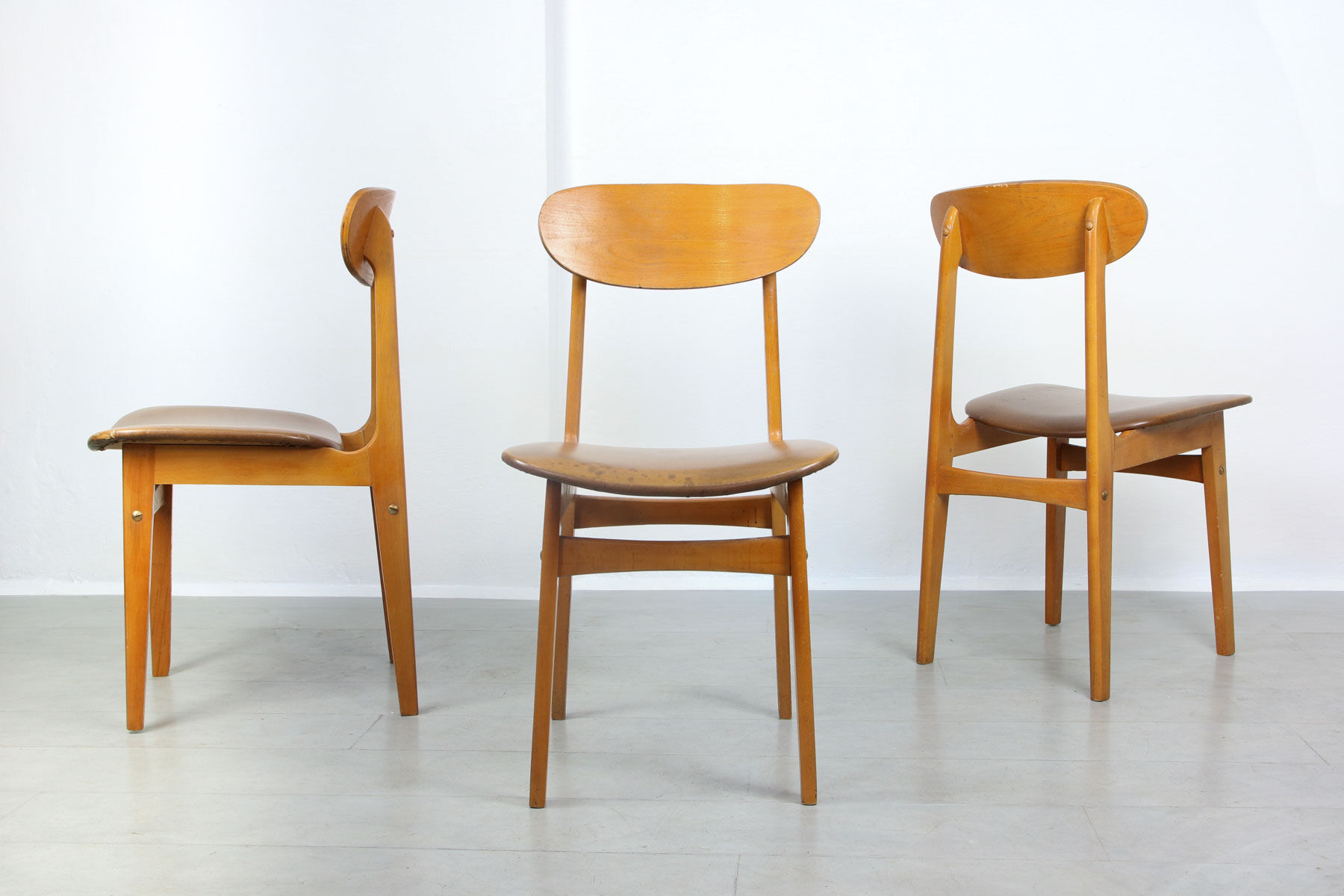 Vintage Italian Leatherette Dining Chairs, set of 3