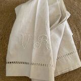 VR monogrammed cotton and linen sheet, 1900s