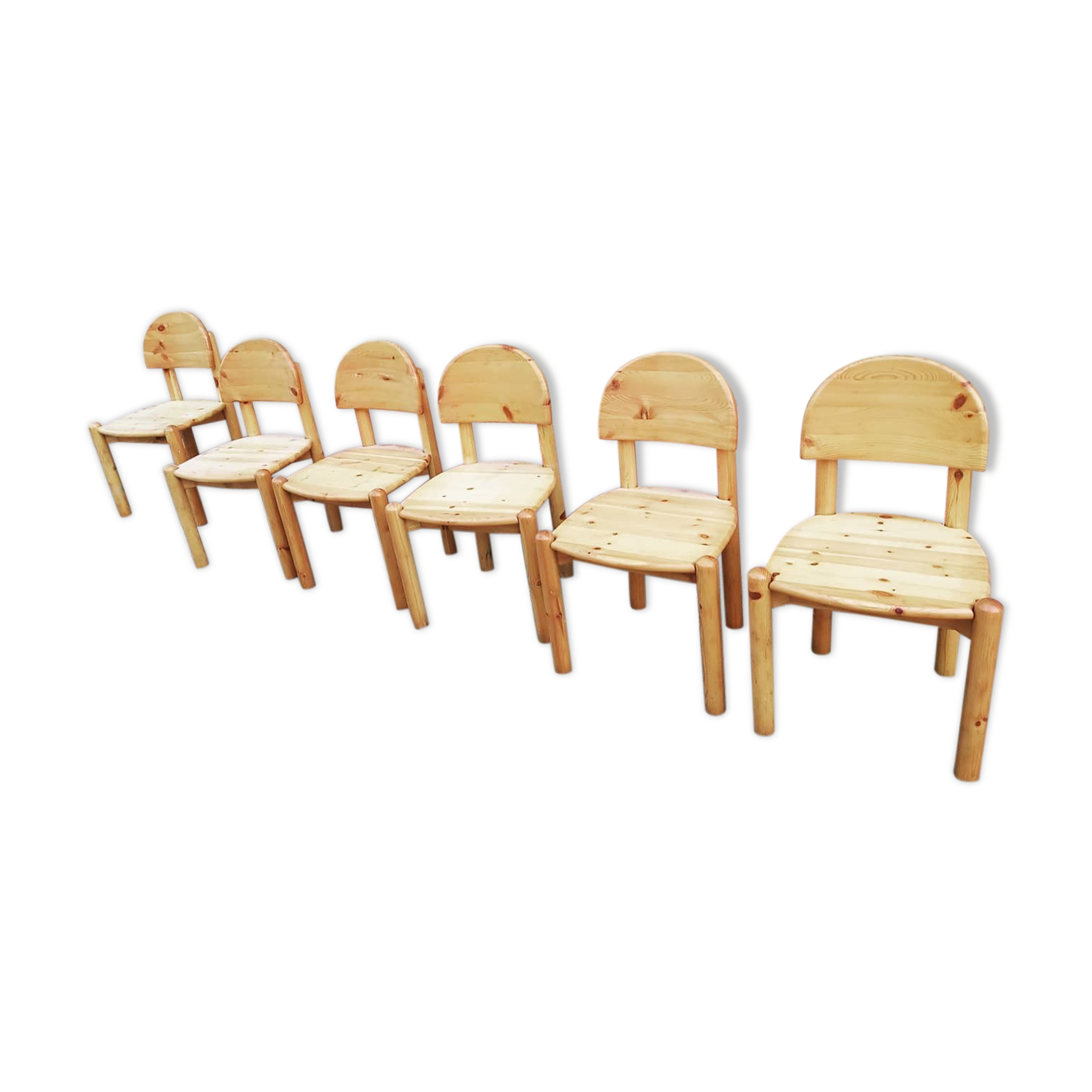 Série de 6 chaises en pin de Rainer Daumiller