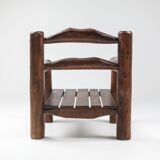 Pair of rustic wooden Wabi Sabi lounge chairs - 1950s