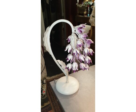 Vintage metal lamp with flowers