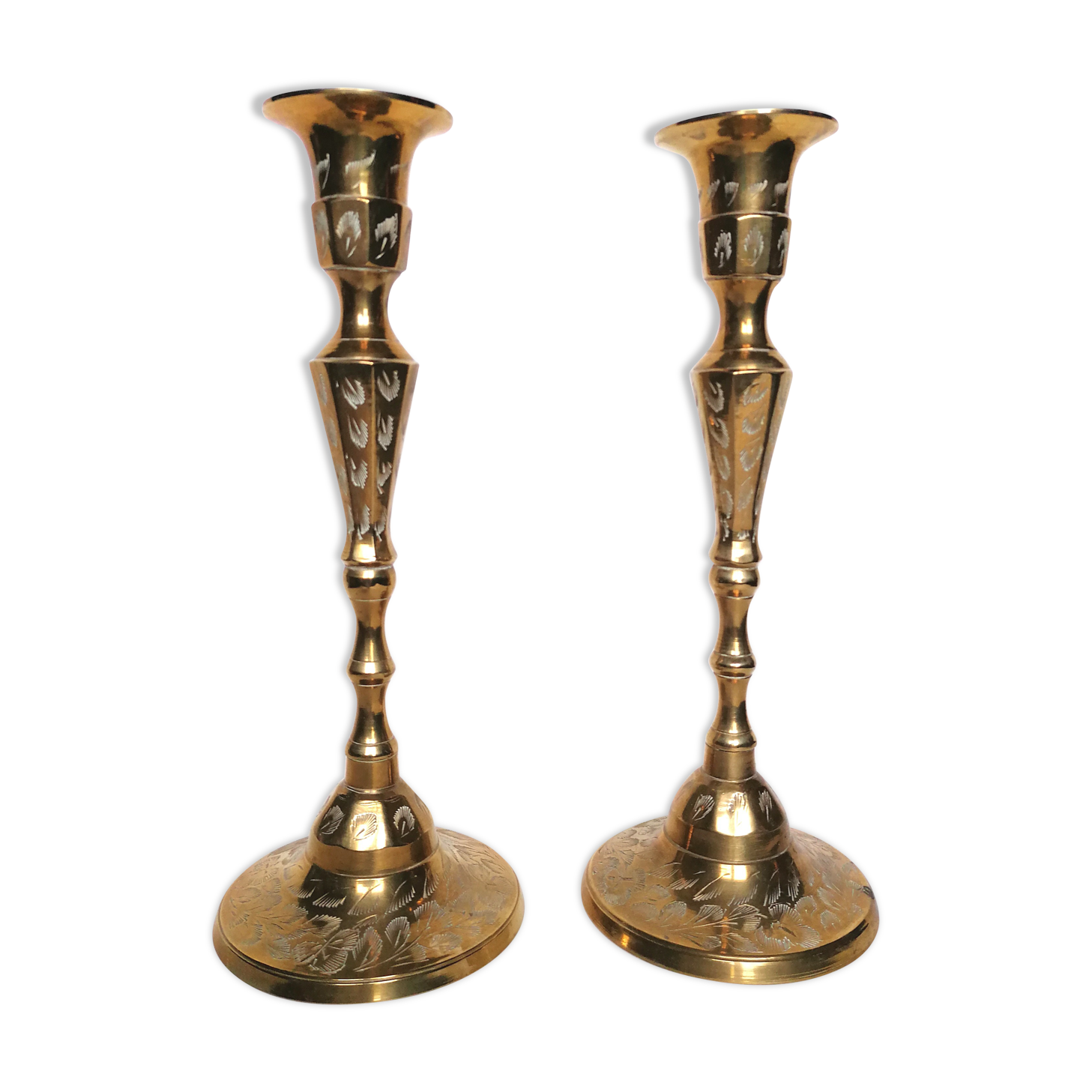 Pair of brass candle holders year 40