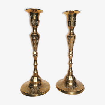 Pair of brass candle holders year 40