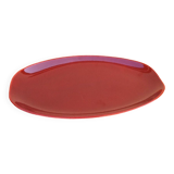 Oval serving dish burgundy-coloured glazed ceramic