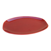 Oval serving dish burgundy-coloured glazed ceramic