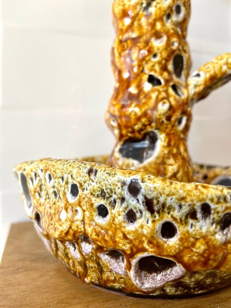 Enamelled ceramic candle holder