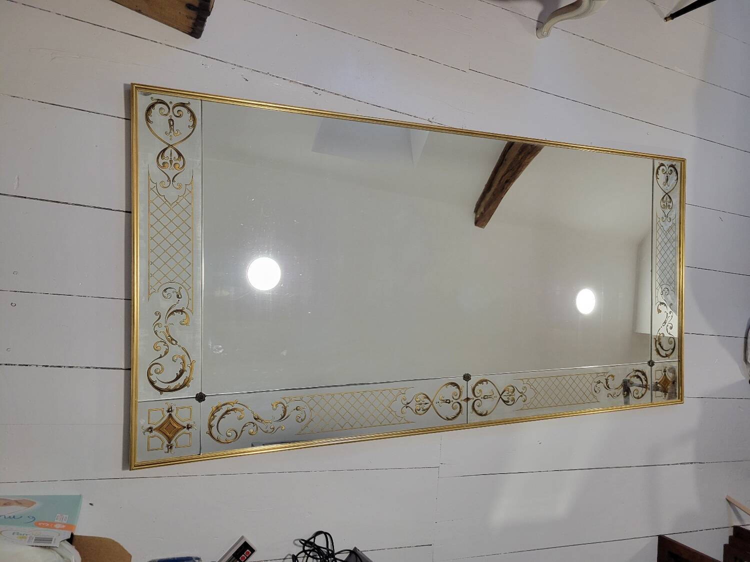 Eglomise brasserie mirror, late 19th century
